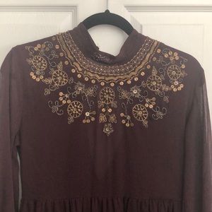 New Years dress. Burgundy, embellished.
